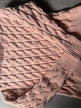 Rachel Zoe Cable Knit Scoop Neck Sweater in Blush Pink